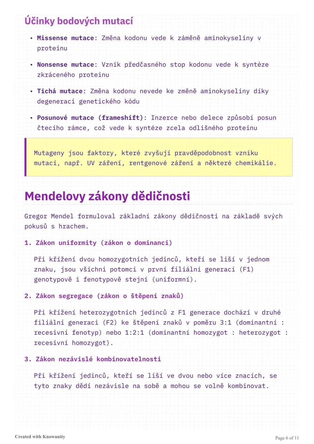 Genetika - studijní přehled pro
maturitu
Komplexní přehled genetiky zahrnující DNA, replikaci, transkripci,
translaci, genovou regulaci, mut