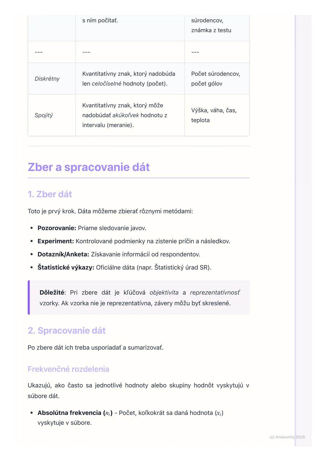 # Základy štatistiky

## Úvod do štatistiky

Štatistika je veda, ktorá sa zaoberá zberom, spracovaním, analýzou a
interpretáciou dát. Pomáha