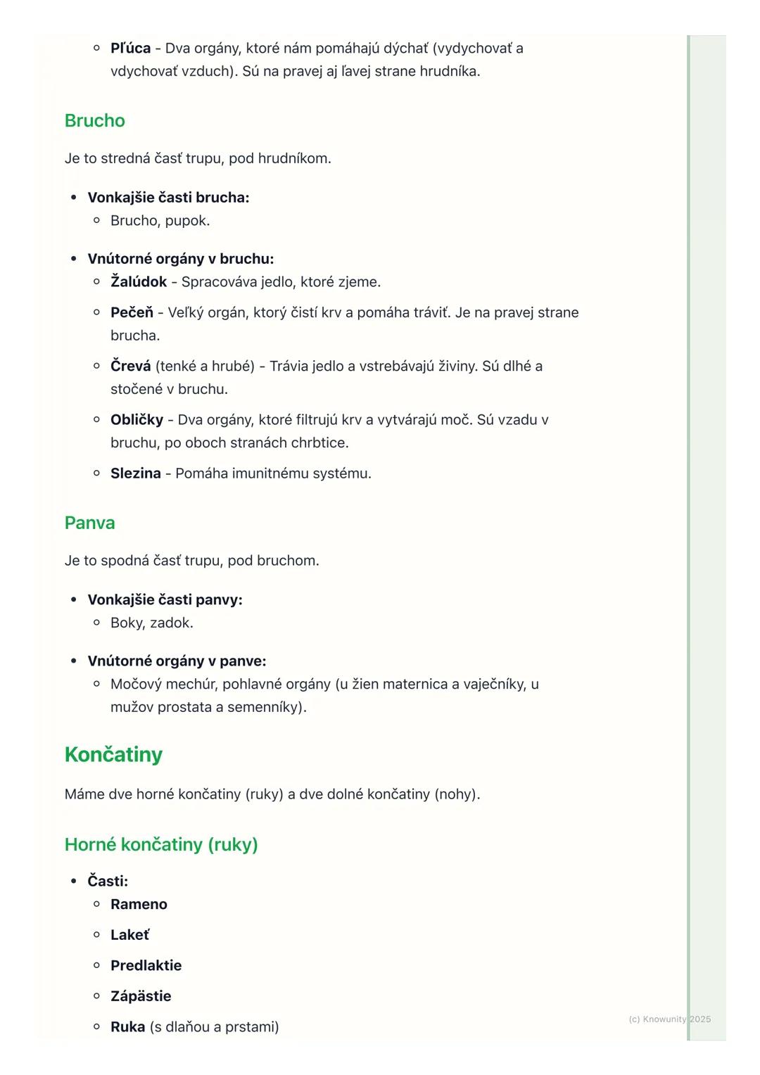 # Základné časti ľudského tela

## 1. Úvod do témy

Dnes sa budeme učiť o základných častiach nášho tela. Je dôležité vedieť, ako
sa volajú 