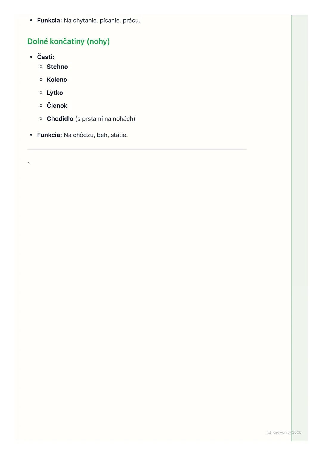 # Základné časti ľudského tela

## 1. Úvod do témy

Dnes sa budeme učiť o základných častiach nášho tela. Je dôležité vedieť, ako
sa volajú 