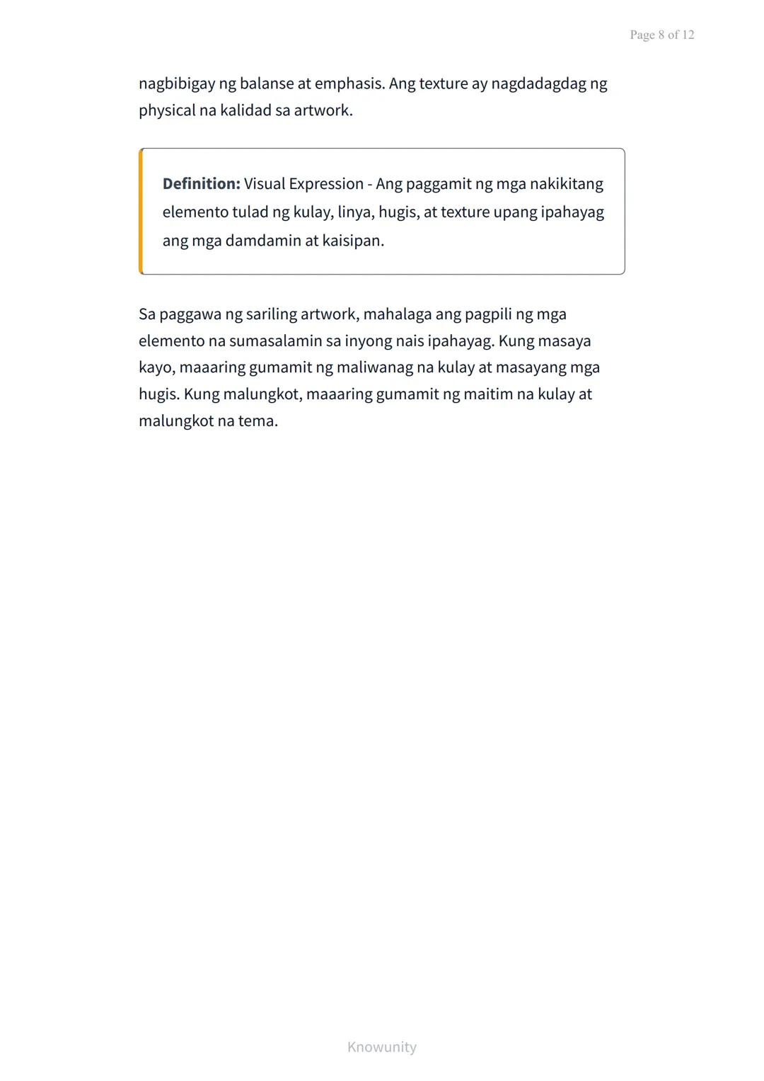 Pagpapahayag ng Sarili sa Pamamagitan ng Musika, Sining, at
Sayaw
Pag-aaral ng pagpapahalaga at pagpapahayag ng
sarili sa sining
Mga Layunin