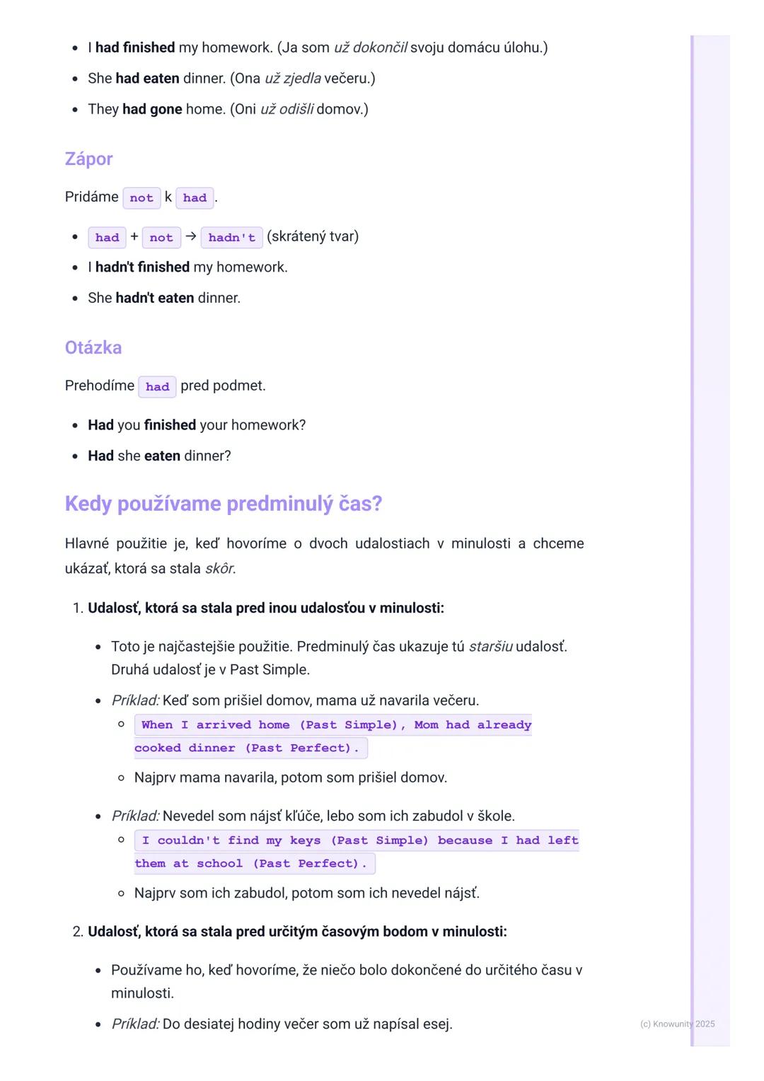 # Predminulý čas (Past Perfect
Simple)

1. Prehľad / Úvod

Predminulý čas (Past Perfect Simple) je super dôležitý, keď chceme v angličtine
p