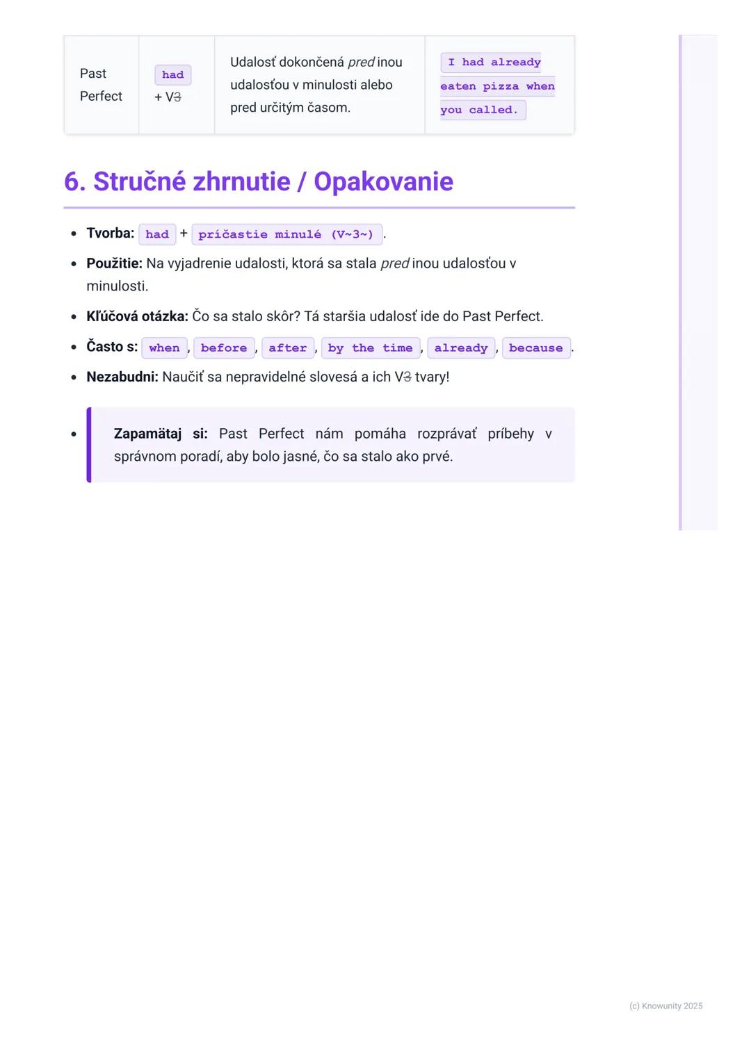 # Predminulý čas (Past Perfect
Simple)

1. Prehľad / Úvod

Predminulý čas (Past Perfect Simple) je super dôležitý, keď chceme v angličtine
p