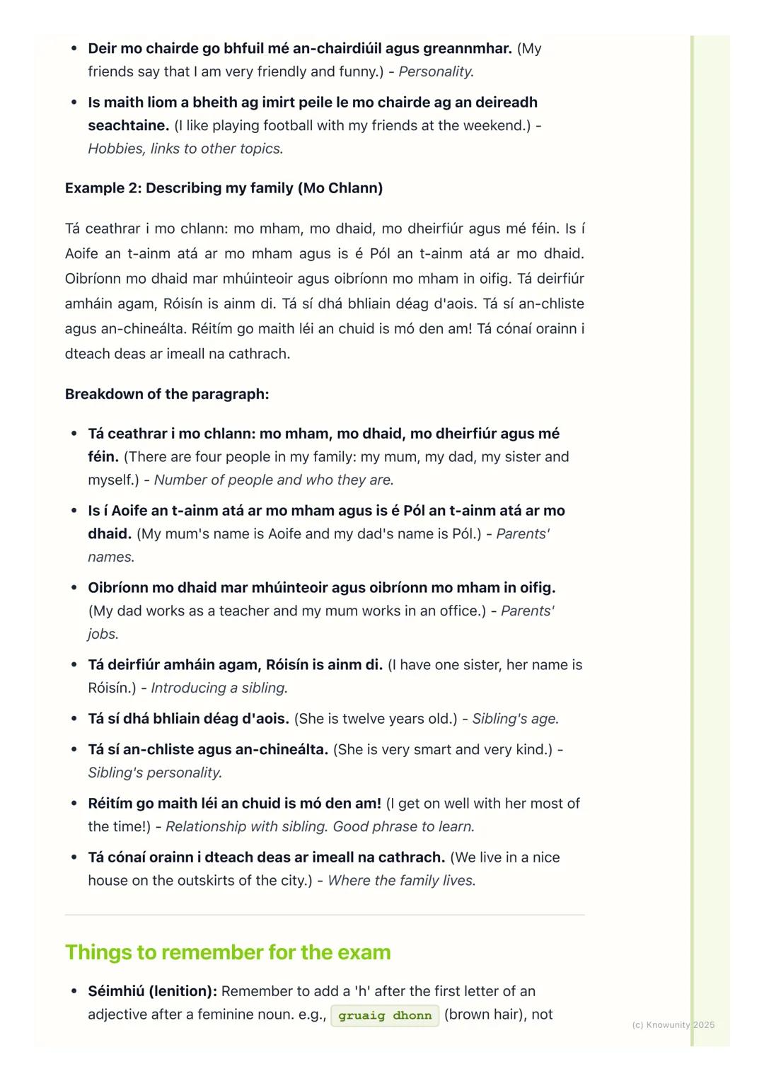 # Mé Féin & Mo Chlann (Myself &
My Family)

Introduction to describing myself and my family

This topic, 'Mé Féin & Mo Chlann', is all about