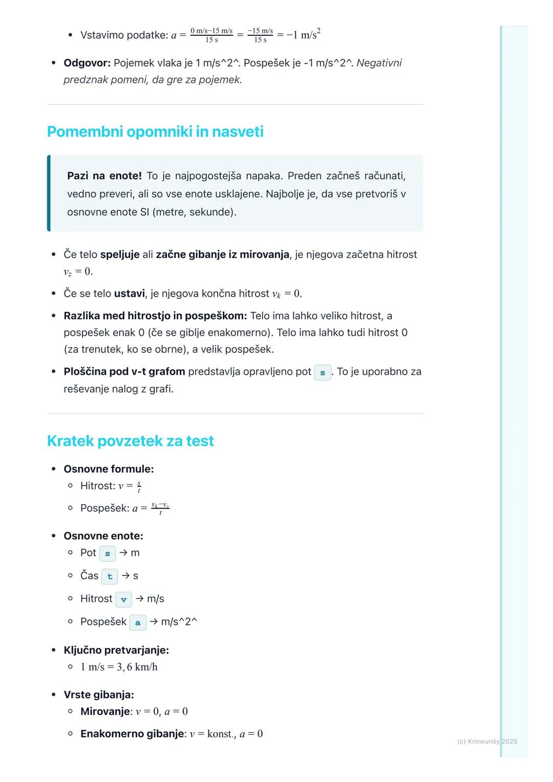 # Hitrost in pospešek

Uvod v hitrost in pospešek

Gibanje je povsod okoli nas od hoje v šolo do vožnje z avtobusom. Da bi
lahko natančno op