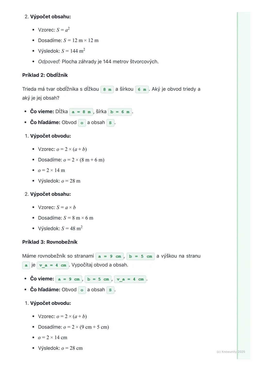 # Obvod a obsah štvoruholníkov

1. Prehľad obvodu a obsahu
štvoruholníkov

Dnes sa budeme učiť o štvoruholníkoch a ako vypočítať ich obvod a