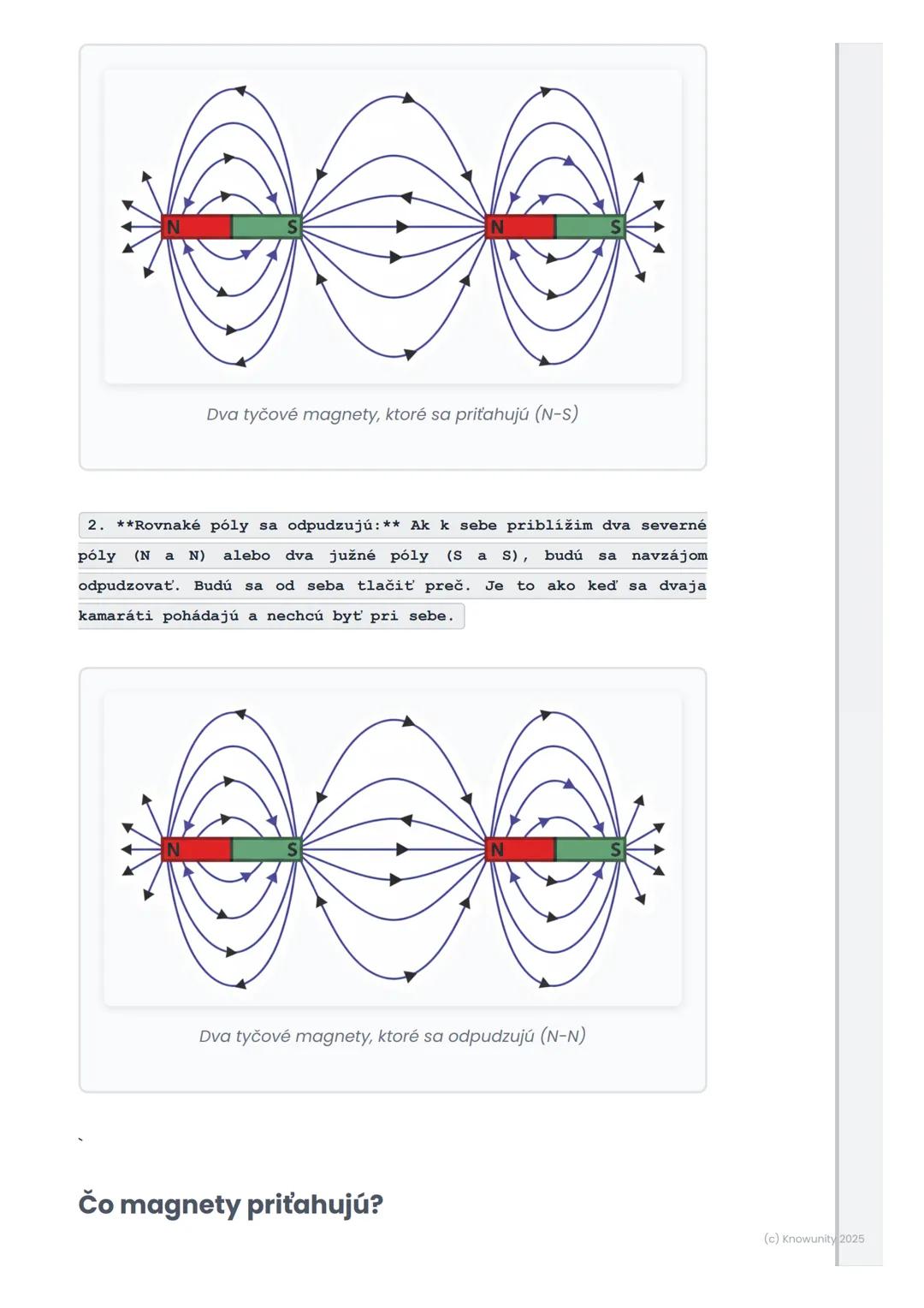 # Magnety

## Prehl'ad magnetov

Magnety sú super zaujímavé veci! Sú to predmety, ktoré dokážu
priťahovať iné veci, hlavne tie, ktoré sú zo 