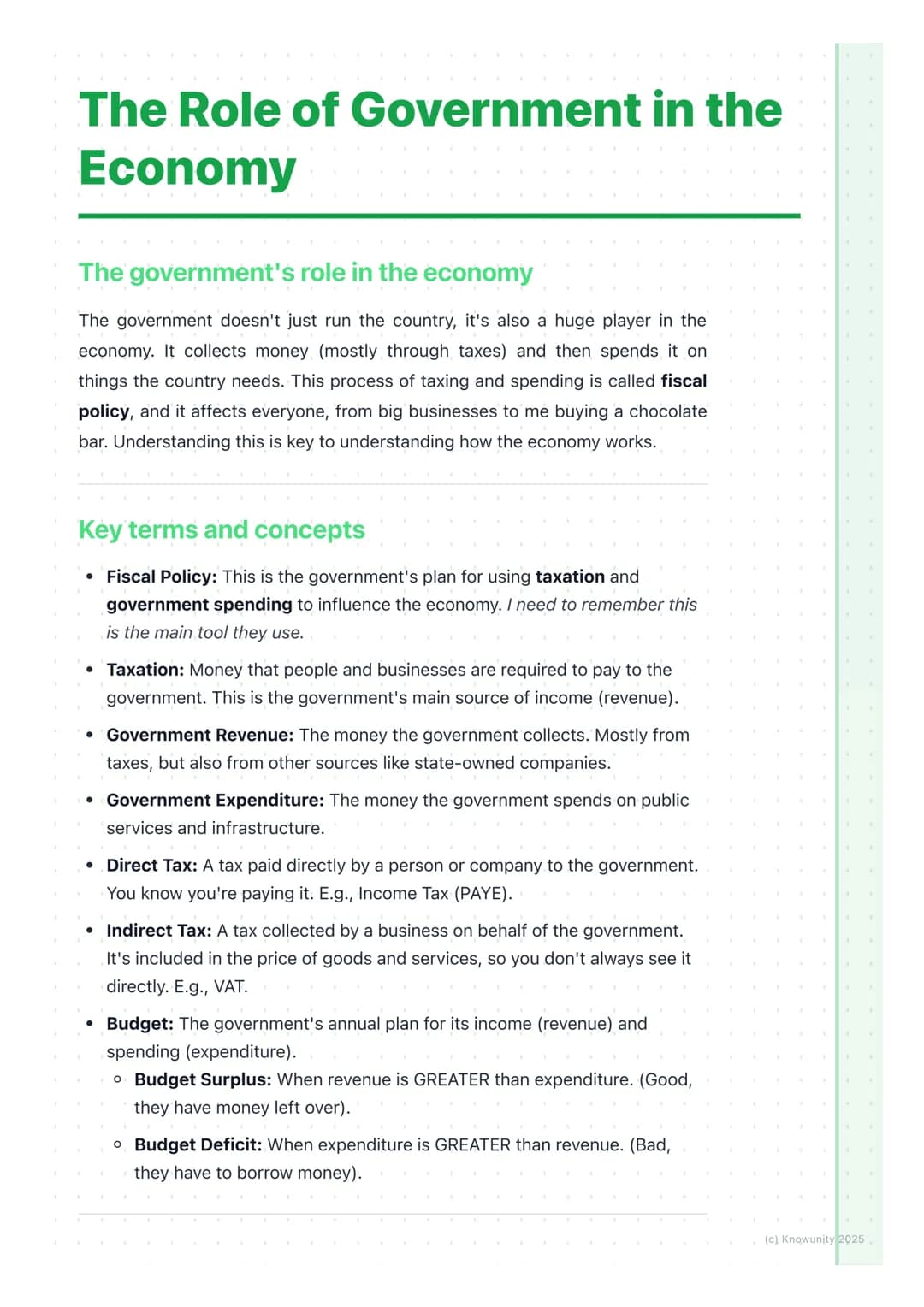 # The Role of Government in the
Economy

## The government's role in the economy

The government doesn't just run the country, it's also a h