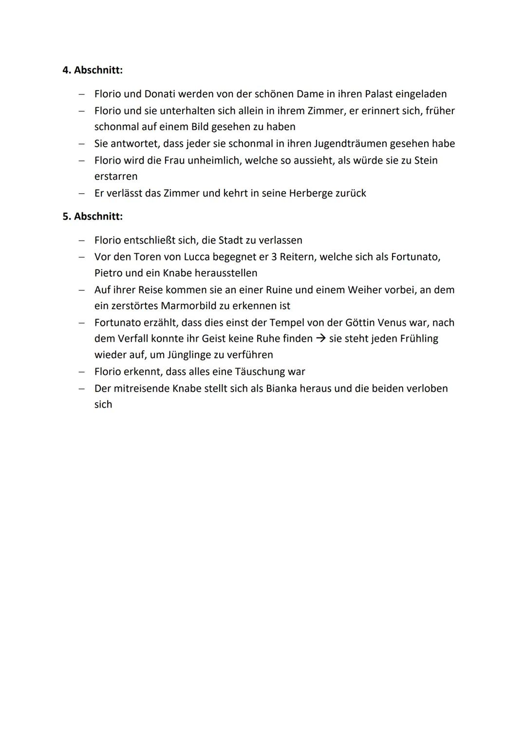 Das Marmorbild - Joseph von Eichendorff

1. Abschnitt:

- Die Ankunft Florios in der kleinen italienischen Stadt Lucca wird beschrieben
- Er