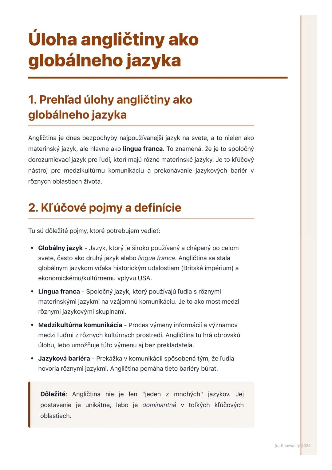 # Úloha angličtiny ako
globálneho jazyka

1. Prehľad úlohy angličtiny ako
globálneho jazyka

Angličtina je dnes bezpochyby najpoužívanejší j