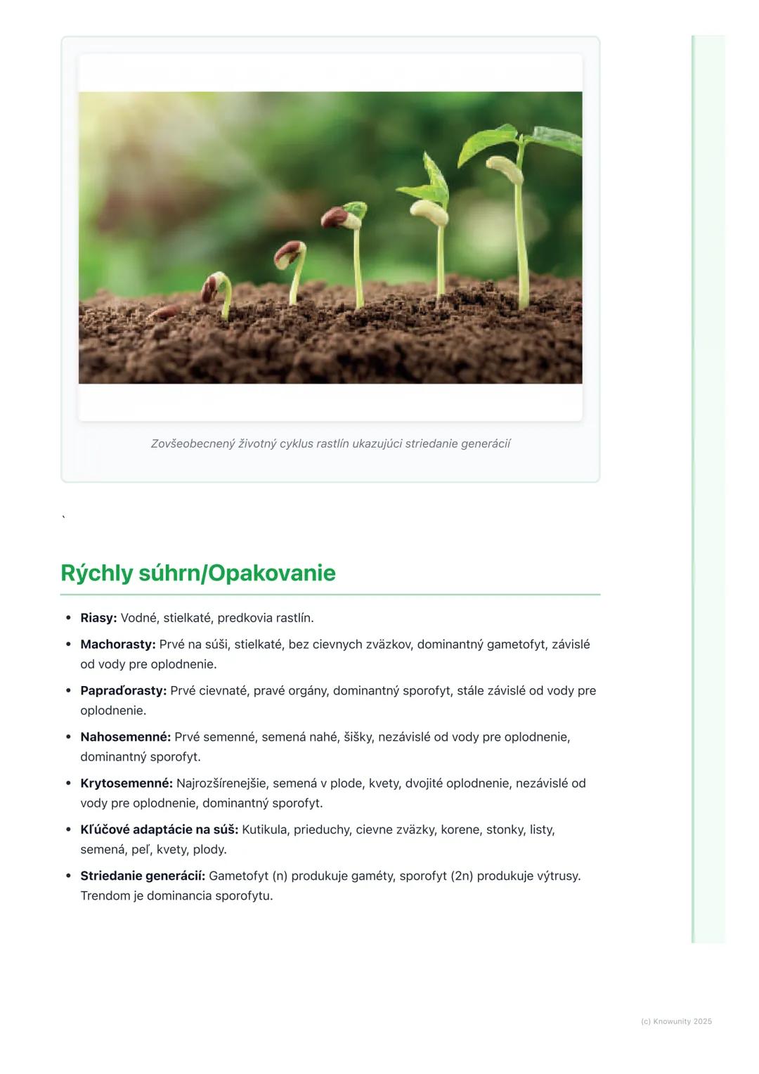 # Rastliny

## Prehľad rastlín

Rastliny (Plantae) sú fascinujúca a extrémne dôležitá ríša organizmov. Sú základom väčšiny
suchozemských eko