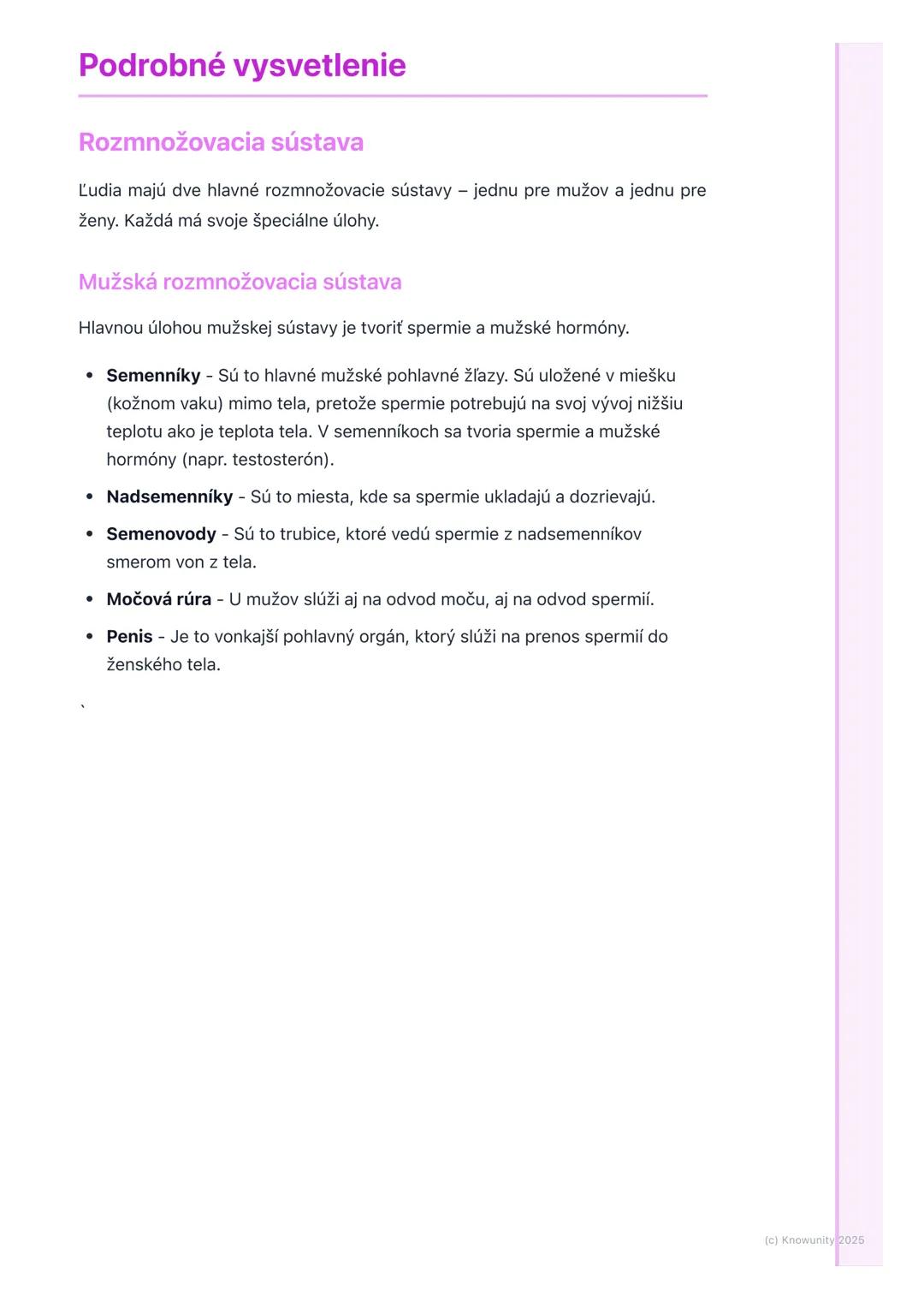 # Rozmnožovacia sústava a
vývin človeka

Prehľad

Dnes si píšem poznámky o tom, ako sa ľudia rozmnožujú a ako sa naše telo
mení, keď dospiev