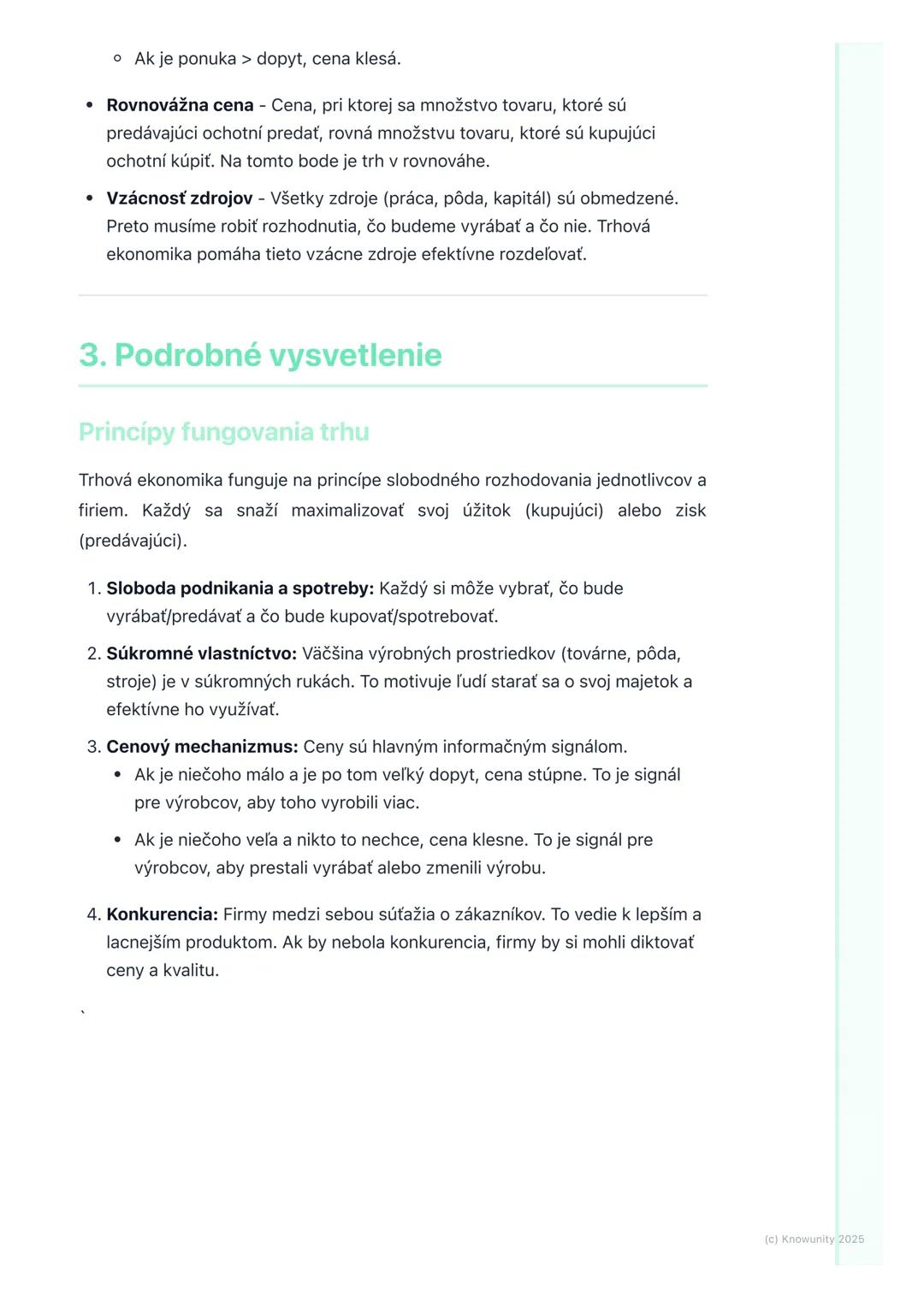 # Trhová ekonomika

1. Prehľad / Úvod

Trhová ekonomika je systém, kde o tom, čo sa bude vyrábať, ako sa to bude
vyrábať a pre koho, rozhodu