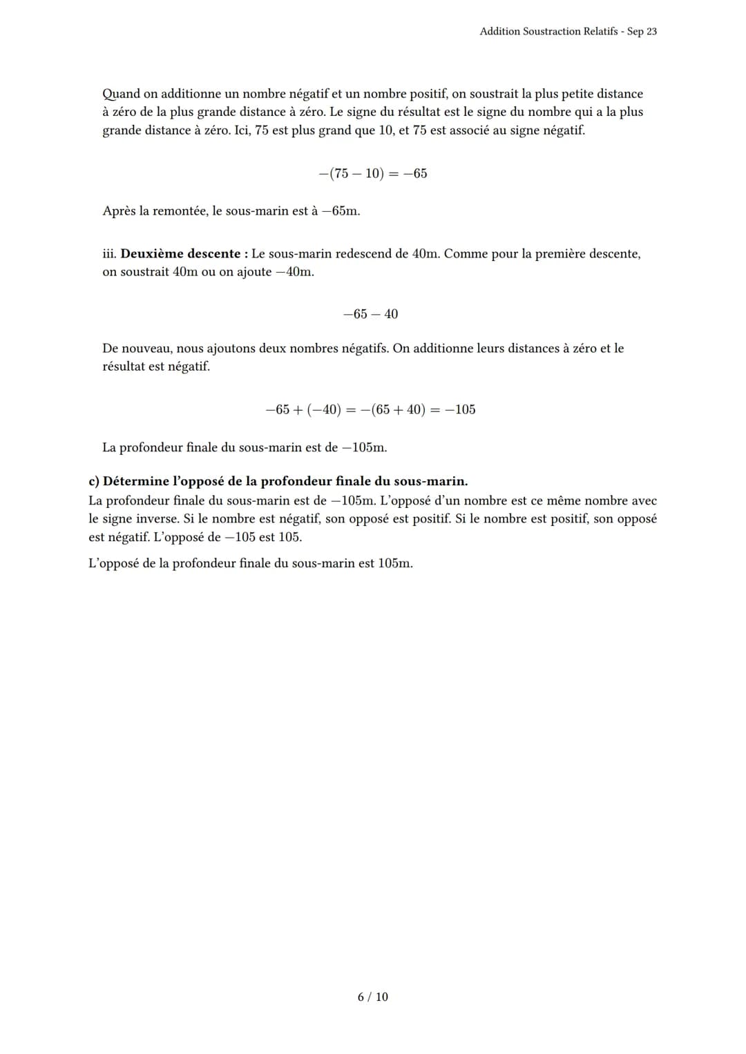 # Addition Soustraction Relatifs

Généré par Knowunity.fr - Sep 23

Description: Cet examen couvre l'addition et la soustraction des nombres