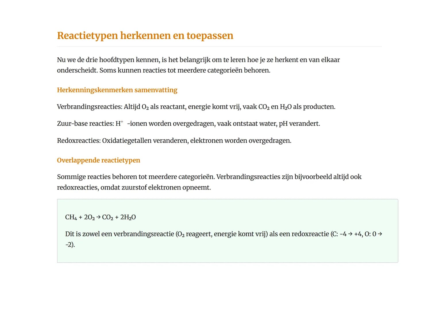 Chemische reacties en reactiemechanismen:
verbranding, zuur-base, redox
Overzicht van de drie belangrijkste reactietypen in de scheikunde
Sc