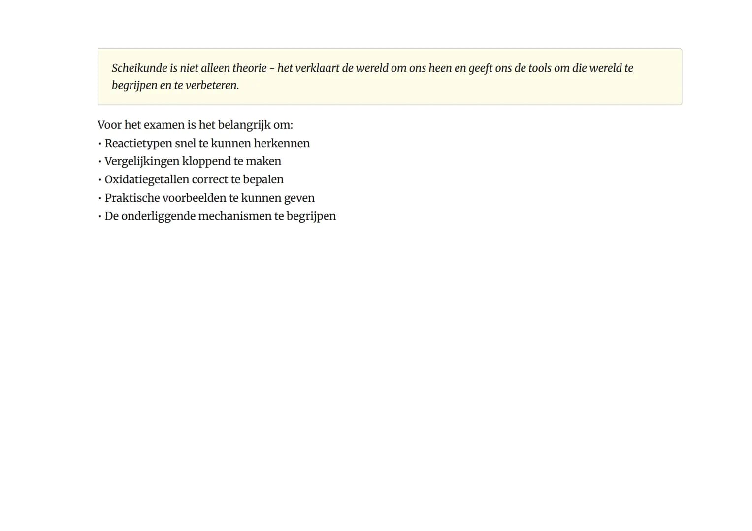 Chemische reacties en reactiemechanismen:
verbranding, zuur-base, redox
Overzicht van de drie belangrijkste reactietypen in de scheikunde
Sc