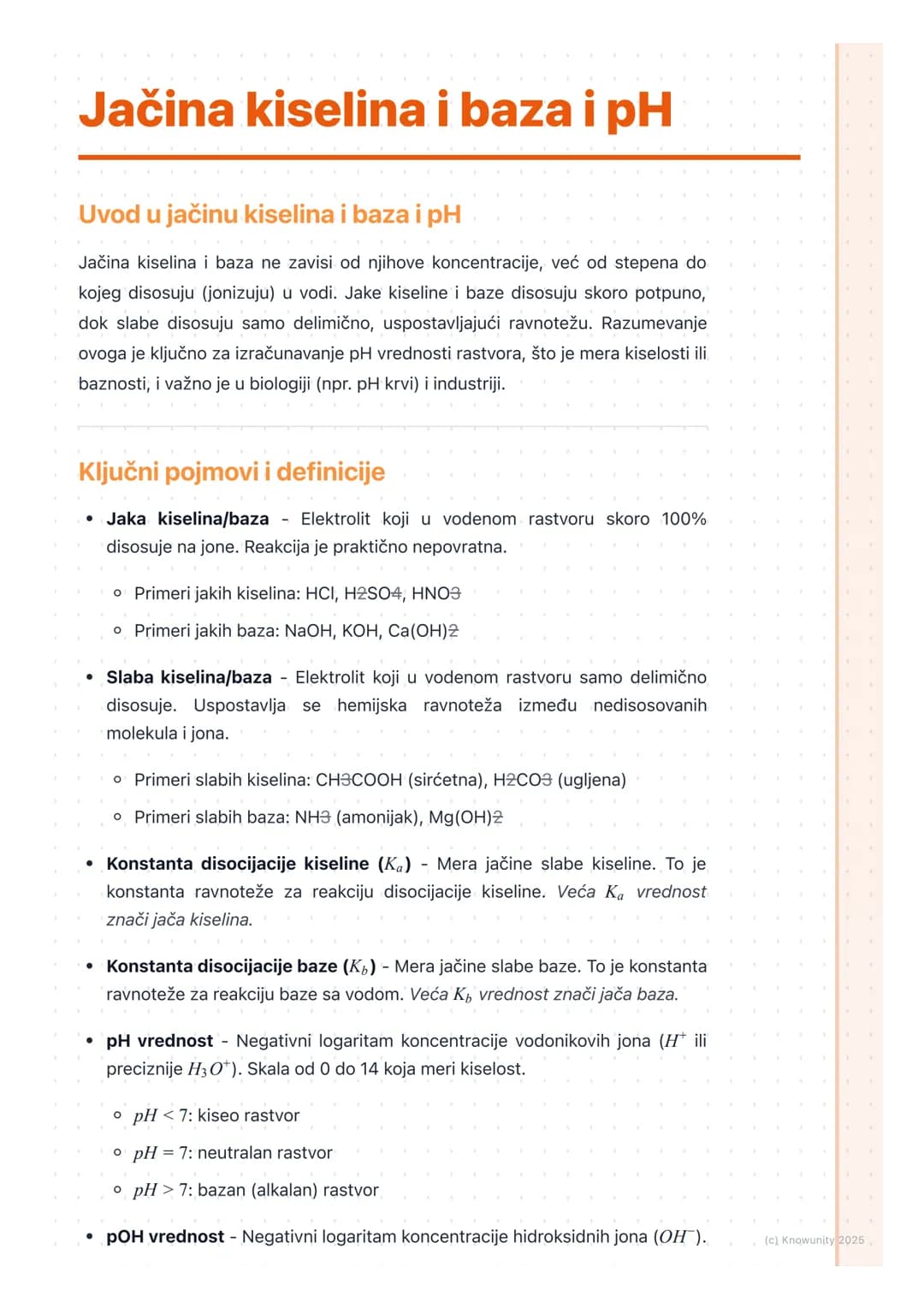 # Jačina kiselina i baza i pH
## Uvod u jačinu kiselina i baza i pH
Jačina kiselina i baza ne zavisi od njihove koncentracije, već od step