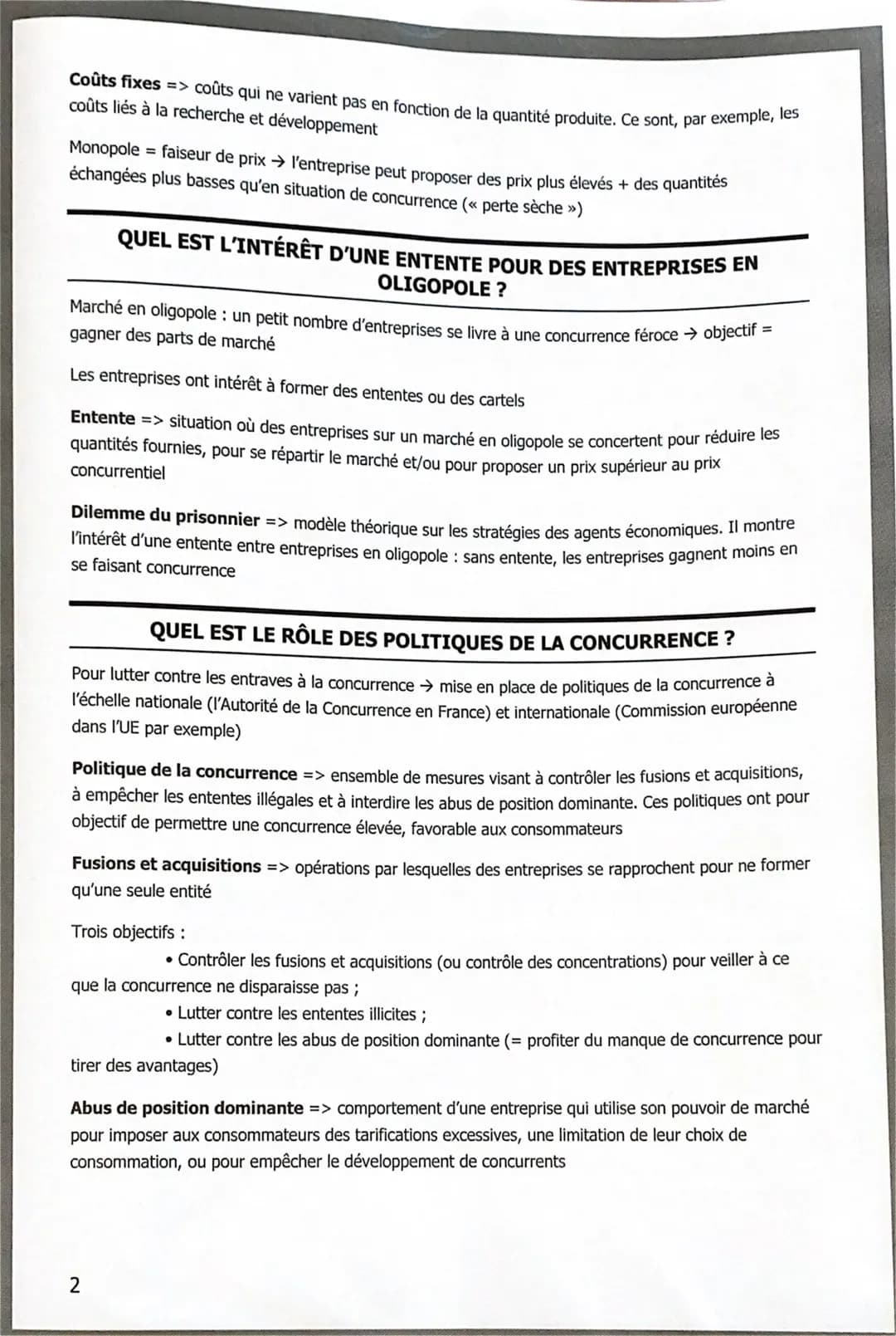 2 – COMMENT LES MARCHÉS
IMPARFAITEMENT
CONCURRENTIEL
FONCTIONNENT-ILS ?
QUELLES SONT LES SOURCES D'UN POUVOIR DE MARCHÉ ?
Les agents peuven