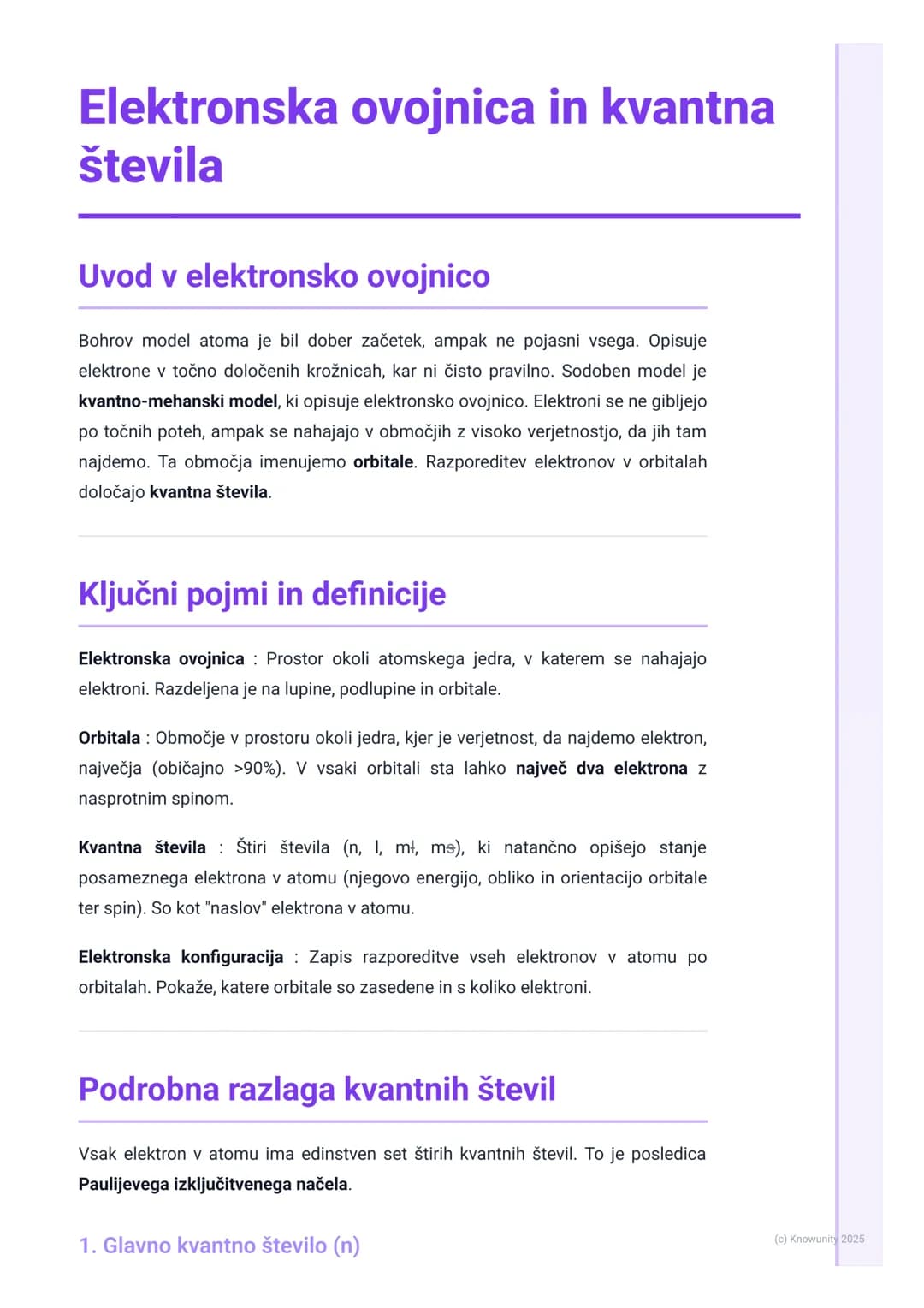 # Elektronska ovojnica in kvantna
števila
Uvod v elektronsko ovojnico
Bohrov model atoma je bil dober začetek, ampak ne pojasni vsega. Opi
