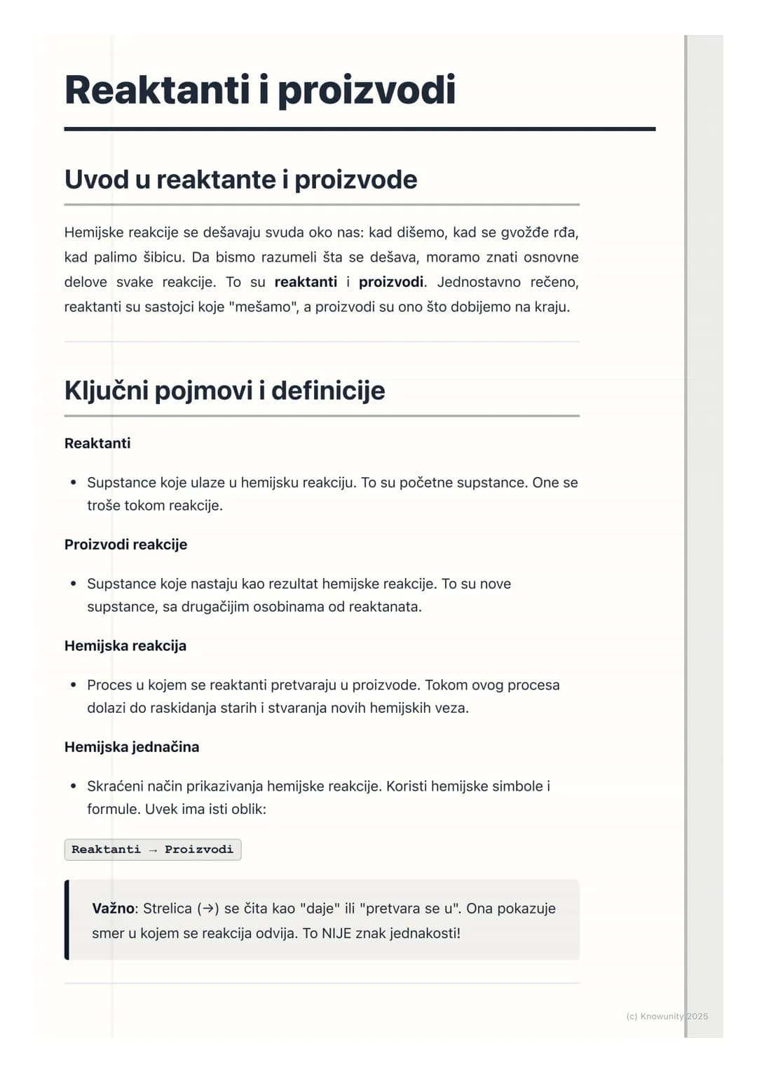 # Reaktanti i proizvodi
## Uvod u reaktante i proizvode
Hemijske reakcije se dešavaju svuda oko nas: kad dišemo, kad se gvožđe rđa,
kad pa
