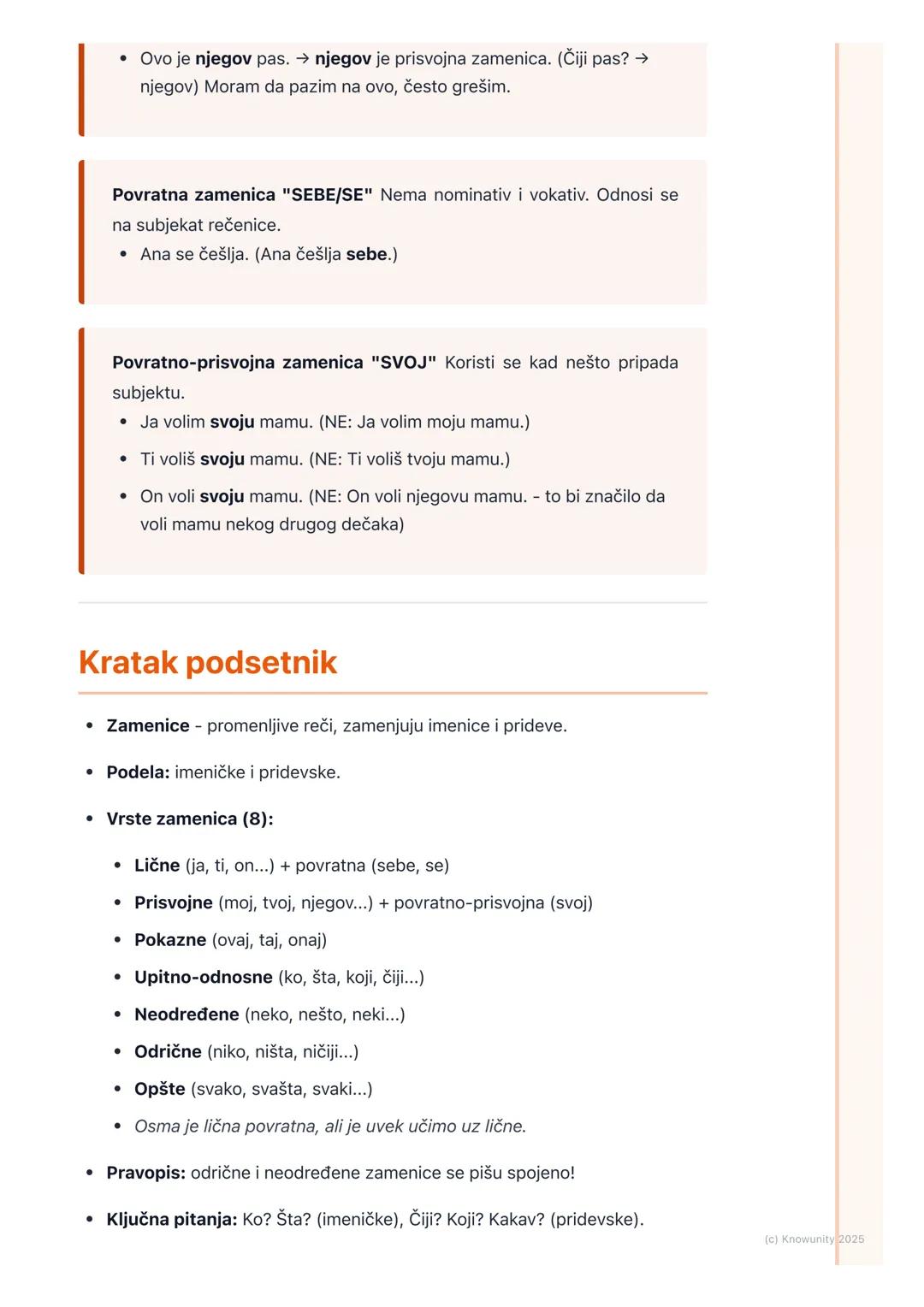 # Zamenice
## Šta su zamenice
Zamenice su promenljive vrste reči. Zovu se tako jer one zamenjuju druge
reči, najčešće imenice, ali i pride