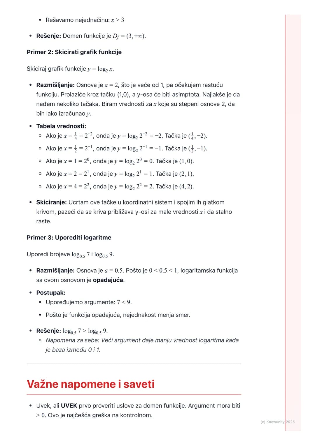 # Logaritamska funkcija
Uvod u logaritamsku funkciju
Logaritamska funkcija je inverzna funkcija eksponencijalnoj funkciji. Dok
eksponencij