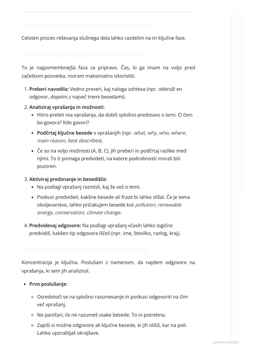 # Strategije za slušno
razumevanje
Uvod v strategije za slušno razumevanje
Slušno razumevanje je eden od zahtevnejših delov mature iz angl