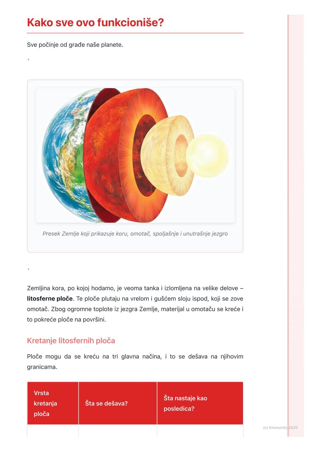 # Unutrašnje sile Zemlje
## Uvod u unutrašnje sile Zemlje
Površina Zemlje nije mirna, stalno se menja. Te promene nisu slučajne, već ih
iz