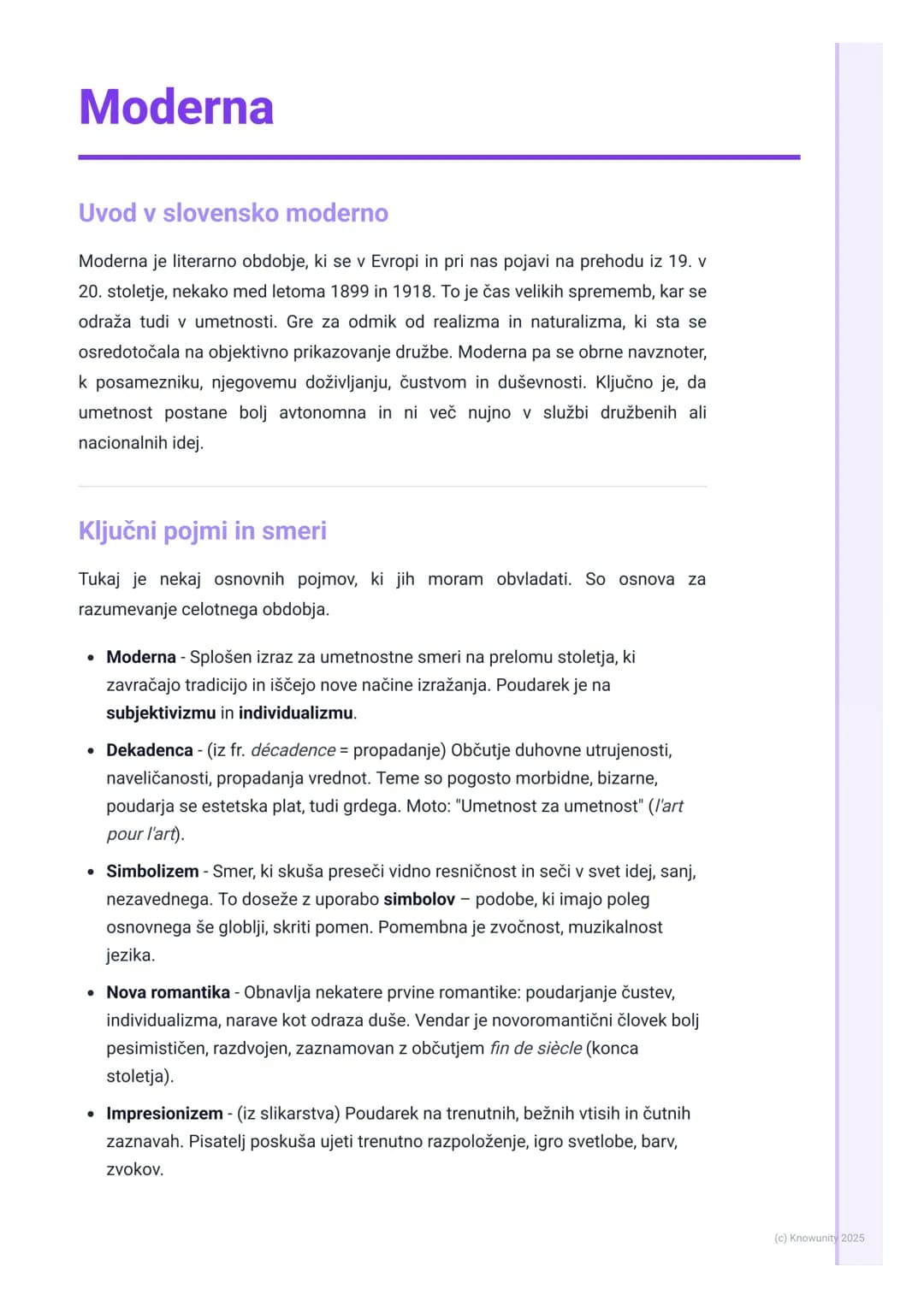 # Moderna
Uvod v slovensko moderno
Moderna je literarno obdobje, ki se v Evropi in pri nas pojavi na prehodu iz 19. v
20. stoletje, nekako