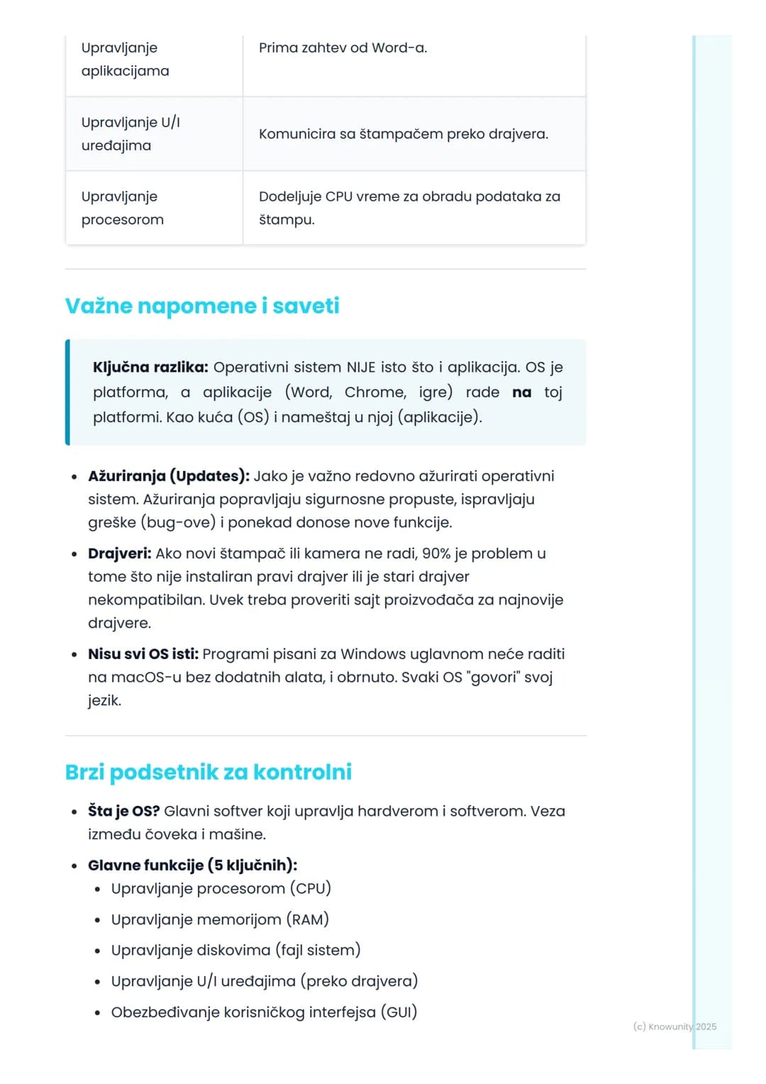 # Uloga i funkcije operativnog
sistema
Uvod i pregled
Operativni sistem (OS) je najvažniji program na računaru. Možemo ga
zamisliti kao "š