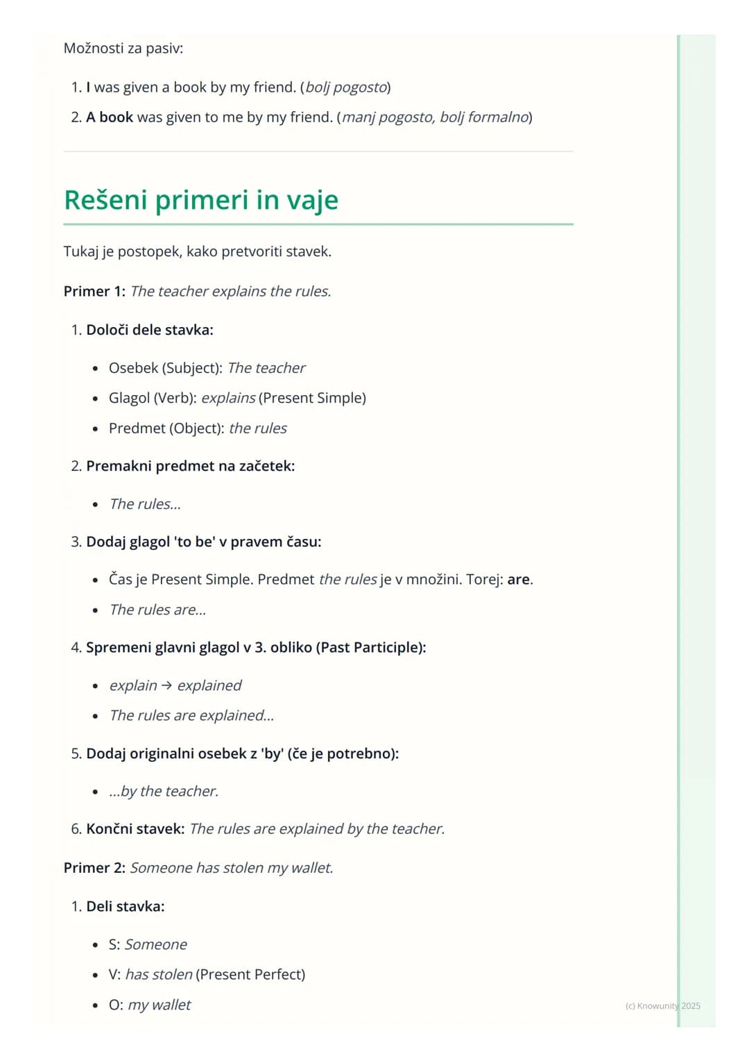 # Trpnik (Passive Voice)
Uvod v trpnik (Passive voice)
Trpnik ali pasiv je glagolska oblika, pri kateri osebek ni vršilec dejanja, ampak
j