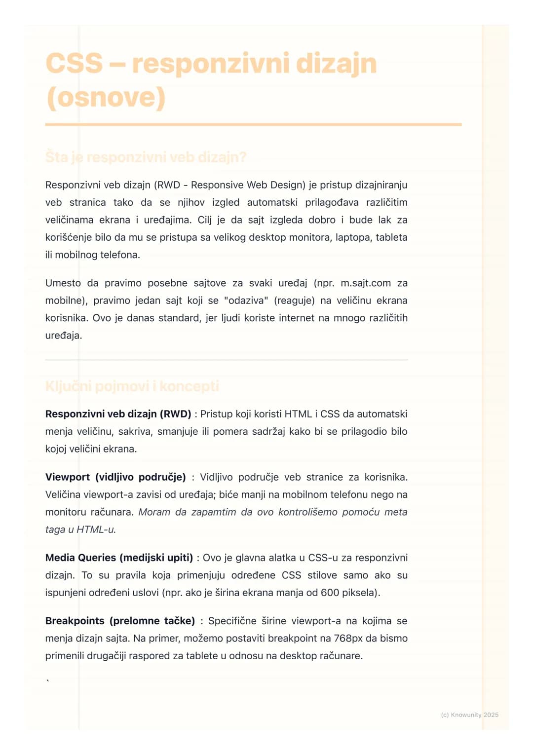 # CSS-responzivni dizajn
(osnove)
Šta je responzivni veb dizajn?
Responzivni veb dizajn (RWD - Responsive Web Design) je pristup dizajnira