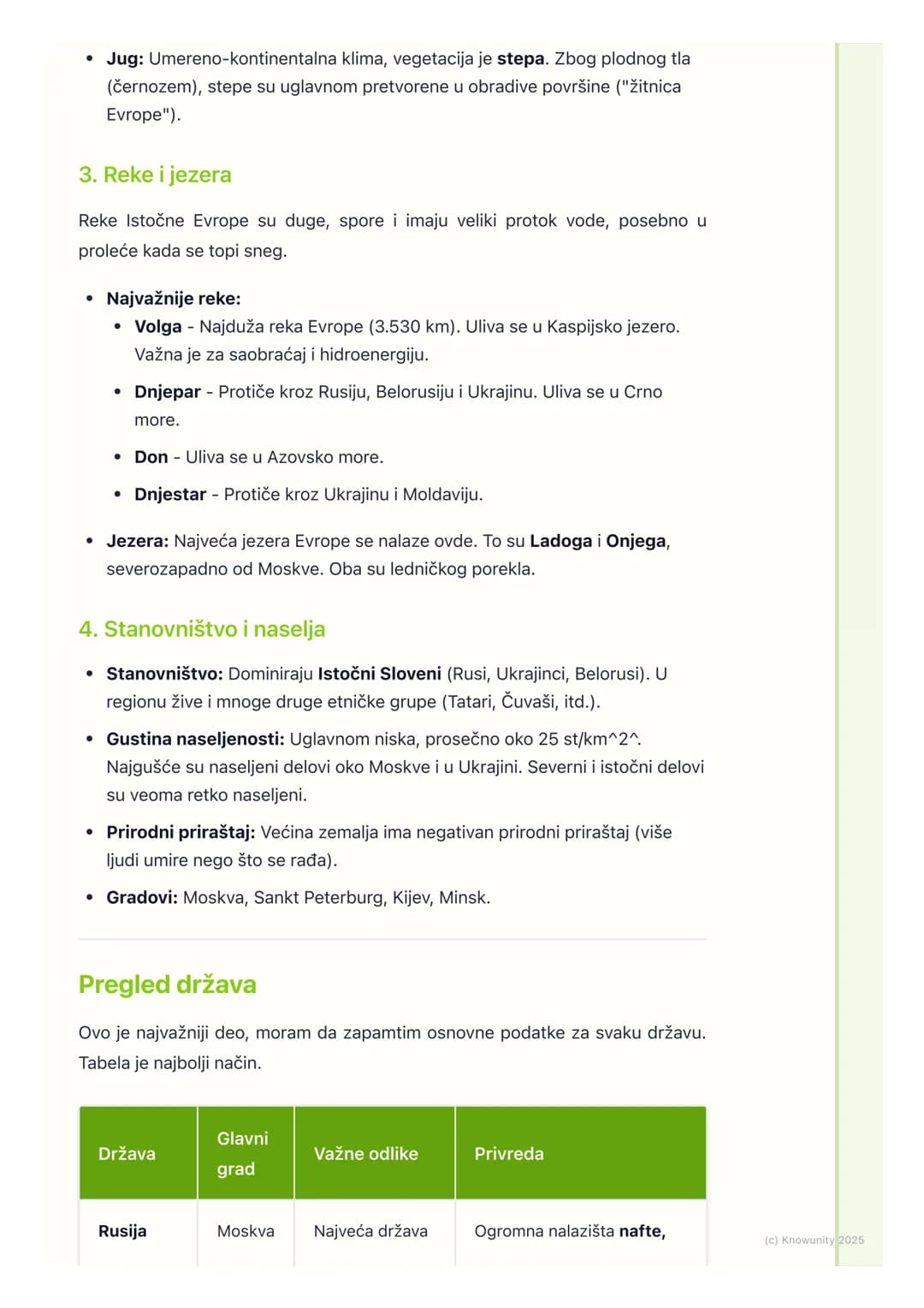 # Istočna Evropa
## Uvod u Istočnu Evropu
Istočna Evropa je najveća regija Evrope. Prostire se od Baltičkog mora na
severu do Crnog mora i