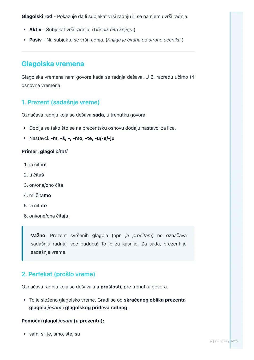 # Glagoli
## Šta su glagoli?
Glagoli su promenljive vrste reči. Oni označavaju radnju (npr. čitati, pisati,
trčati), stanje u kome se neko