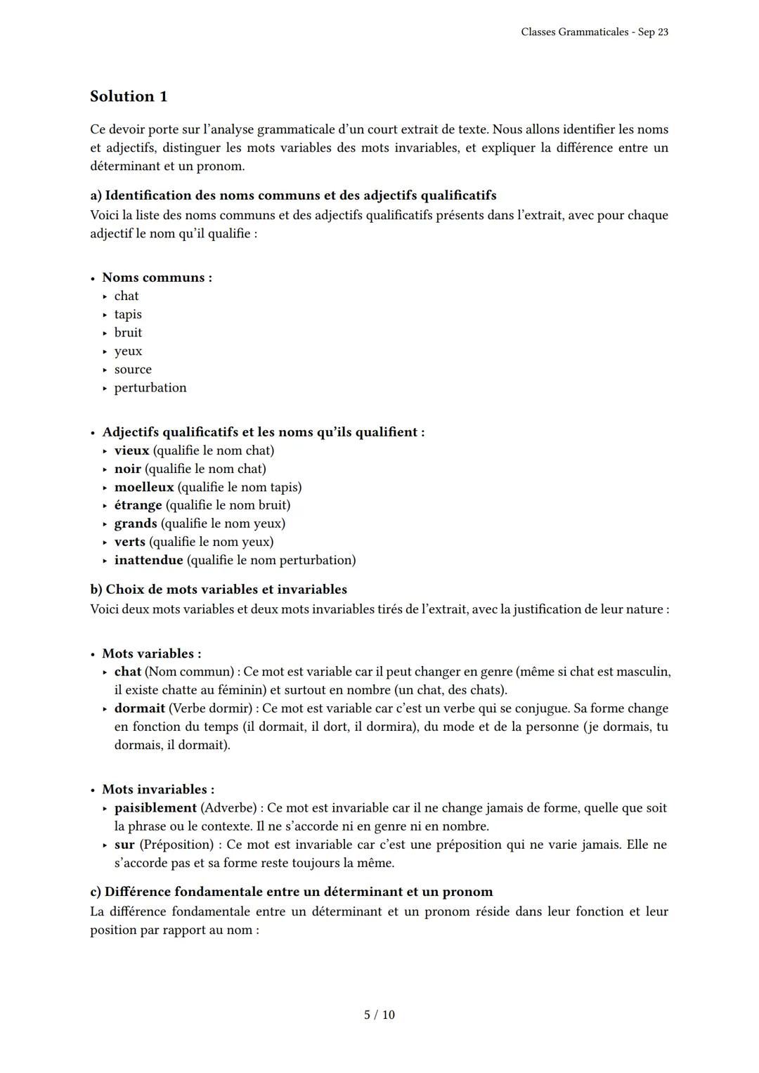 # Classes Grammaticales
Généré par Knowunity.fr - Sep 23
Description: Cet examen couvre les classes grammaticales et la nature des mots.